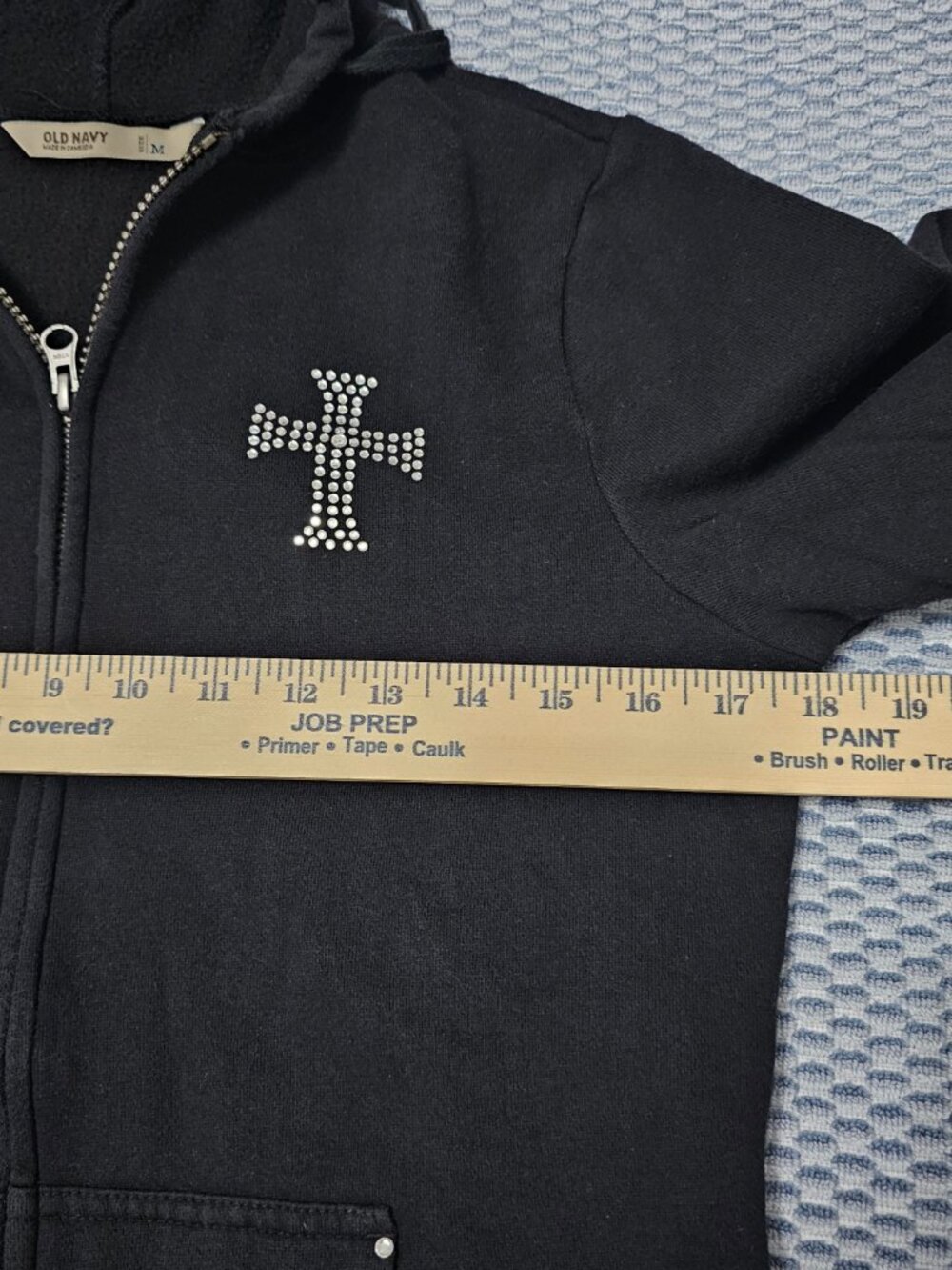 Old Navy Black Women's Full Zip Hoodie w/ Rhinestones Sweatshirt - Size Medium - Picture 6 of 7